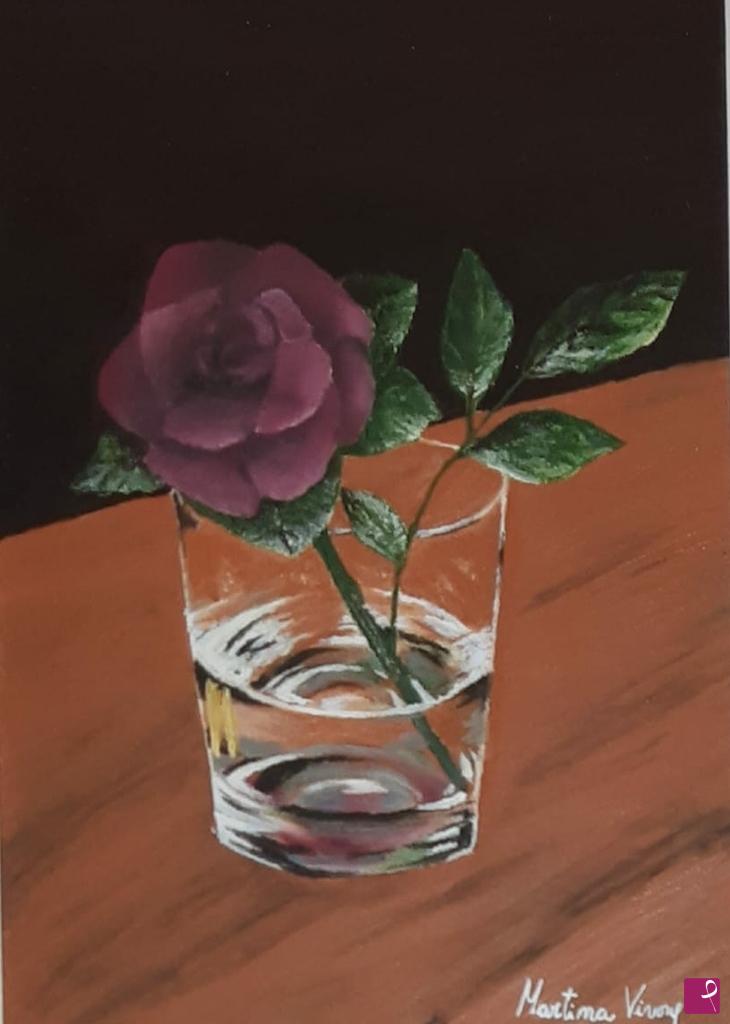quadri in vendita online - Rosa in bicchiere di vetro