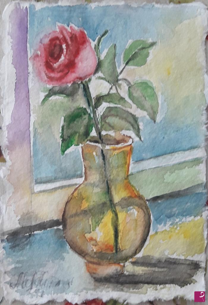 quadri in vendita online - Rosa in vaso 