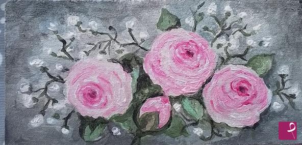 quadri in vendita online - ROSE CON FIORI BIANCHI