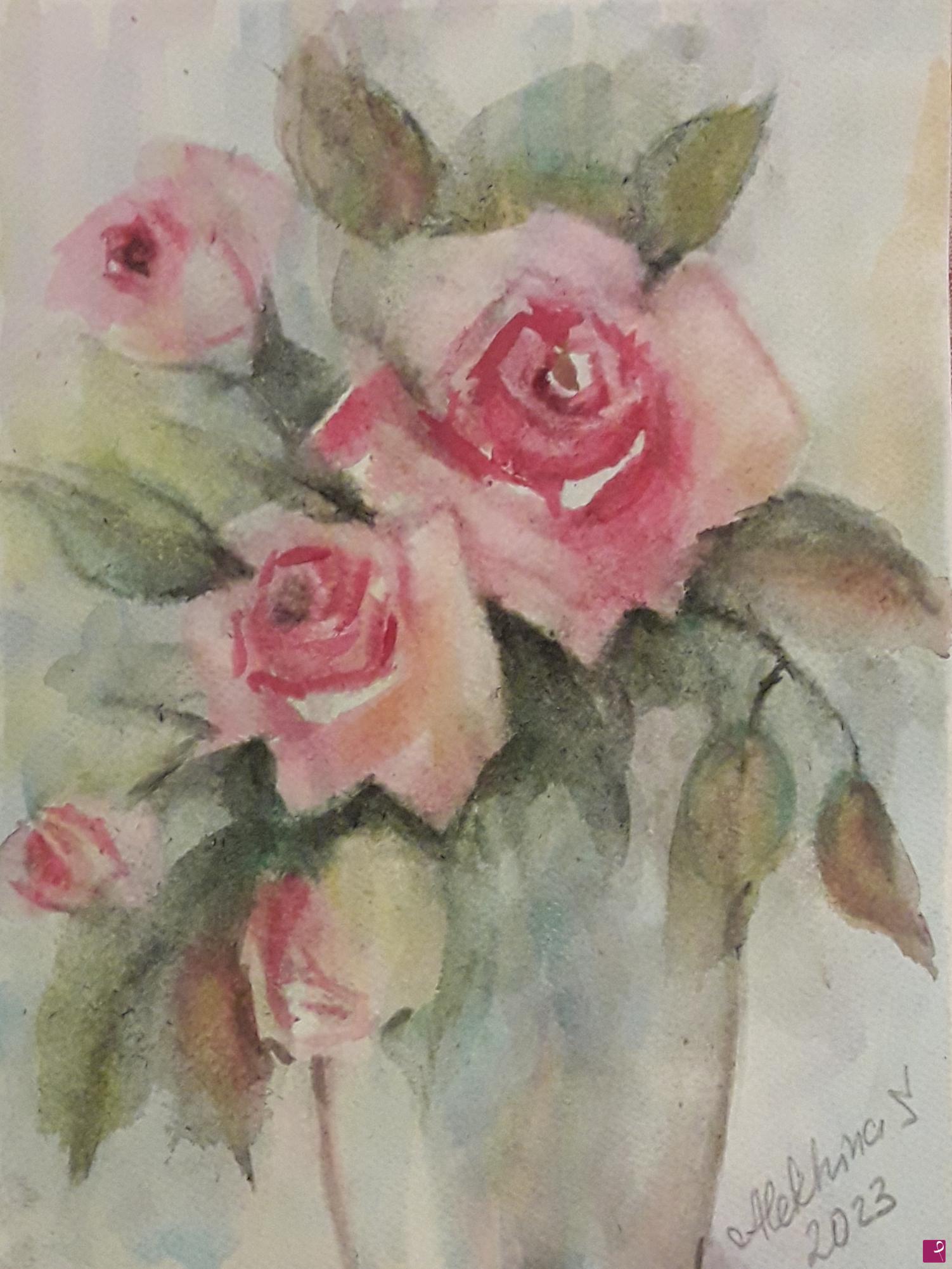quadri in vendita online - Rose in vaso