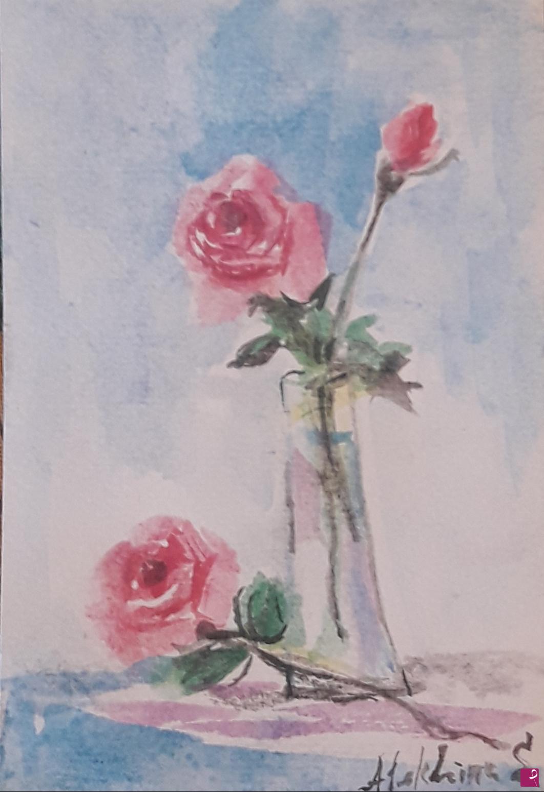 quadri in vendita online - Rose in vaso