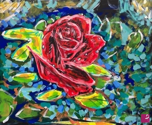 quadri in vendita online - Rose on water