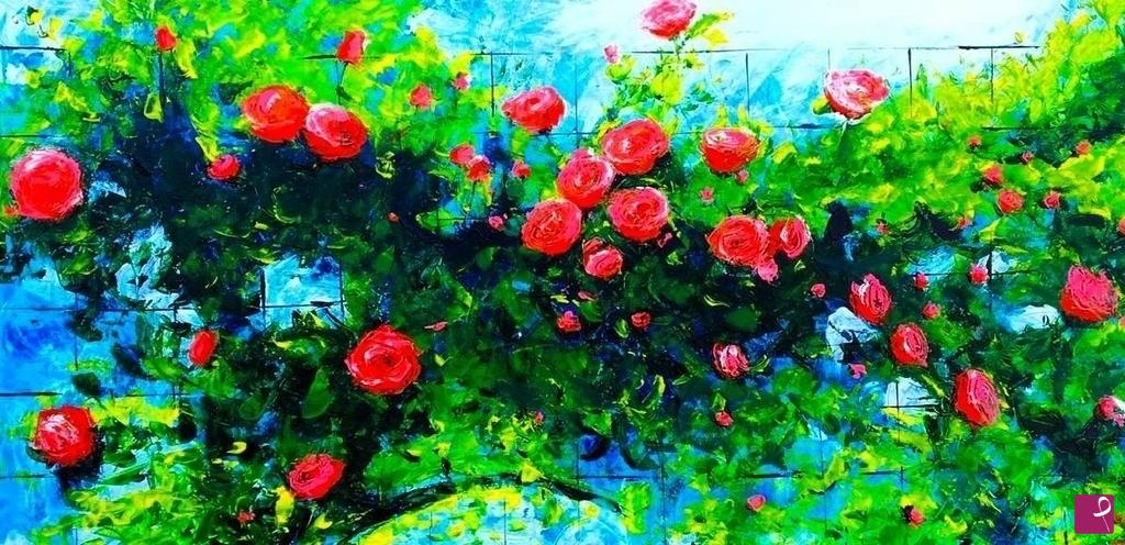 quadri in vendita online - Rosso roseto.
