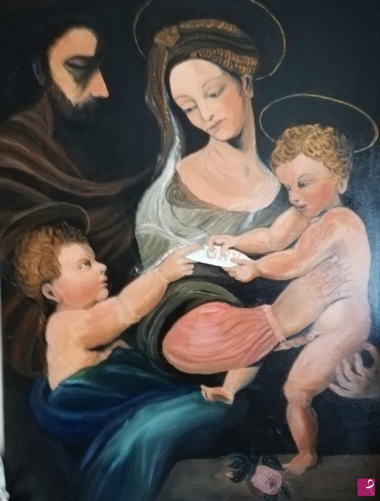 quadri in vendita online - Sacra Famiglia con San Giovanni
