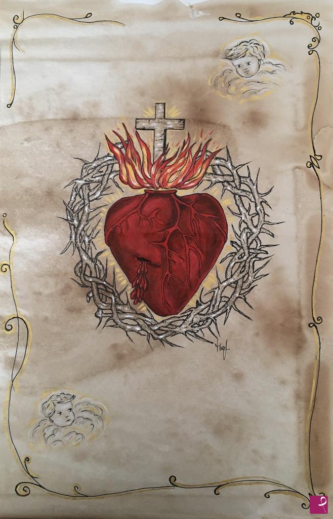 quadri in vendita online - Sacro Cuore (Ex voto)