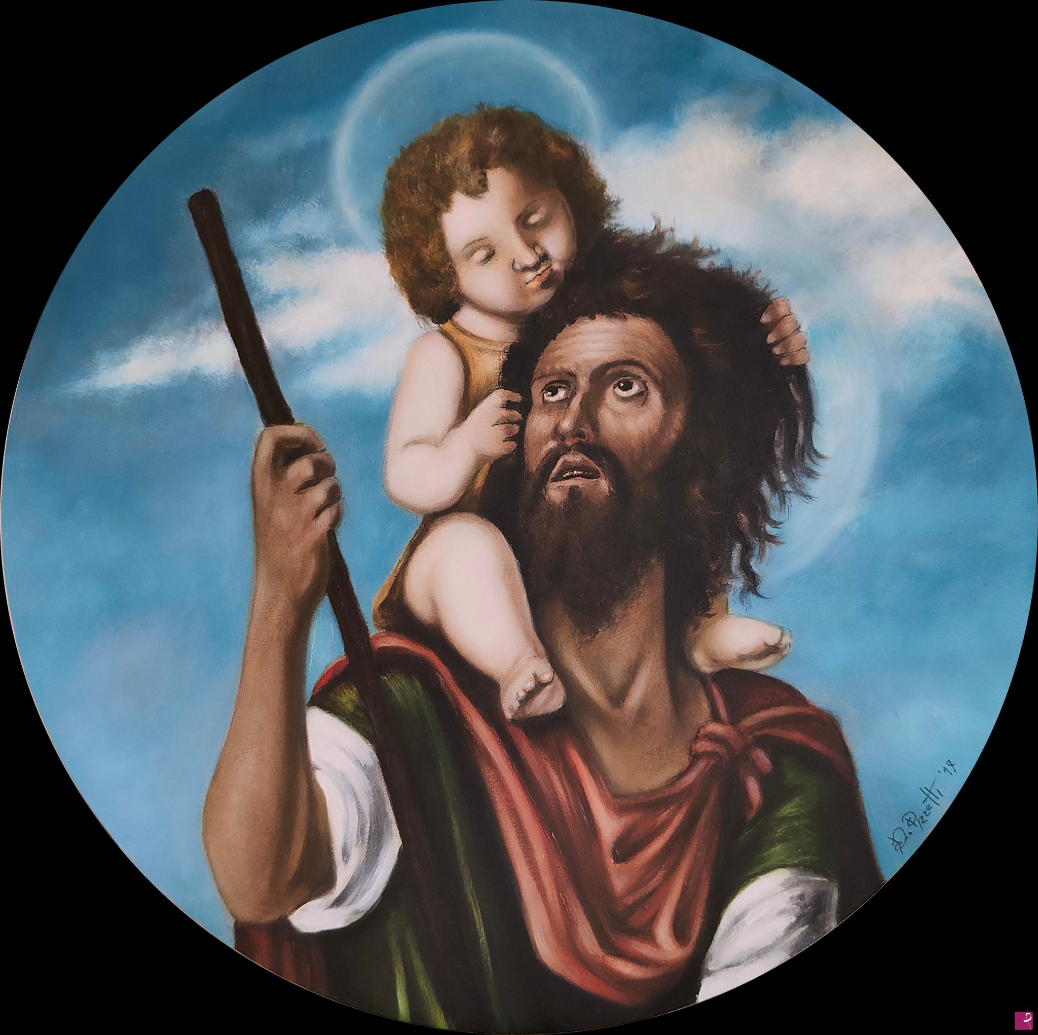 quadri in vendita online - San Cristoforo col bambino (2017)