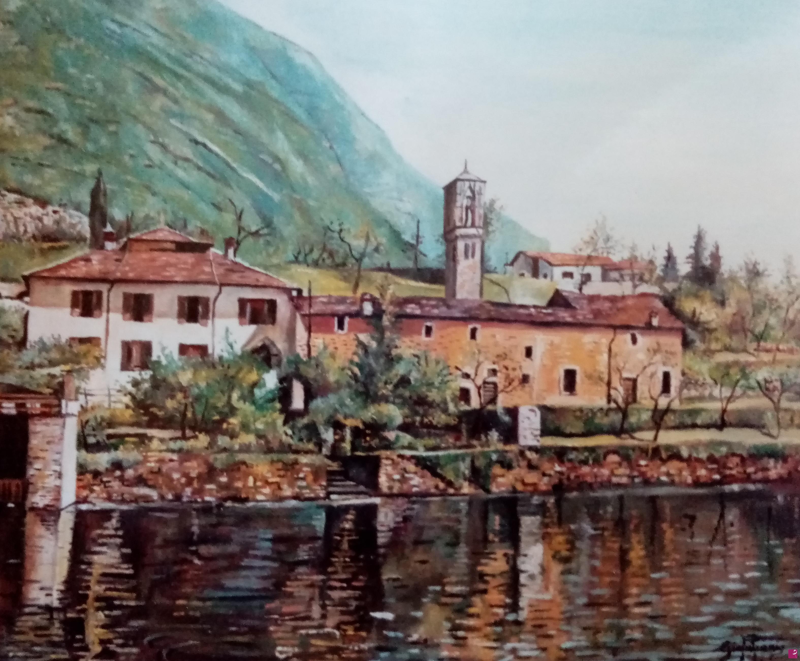 quadri in vendita online - Scorcio del lago di Como