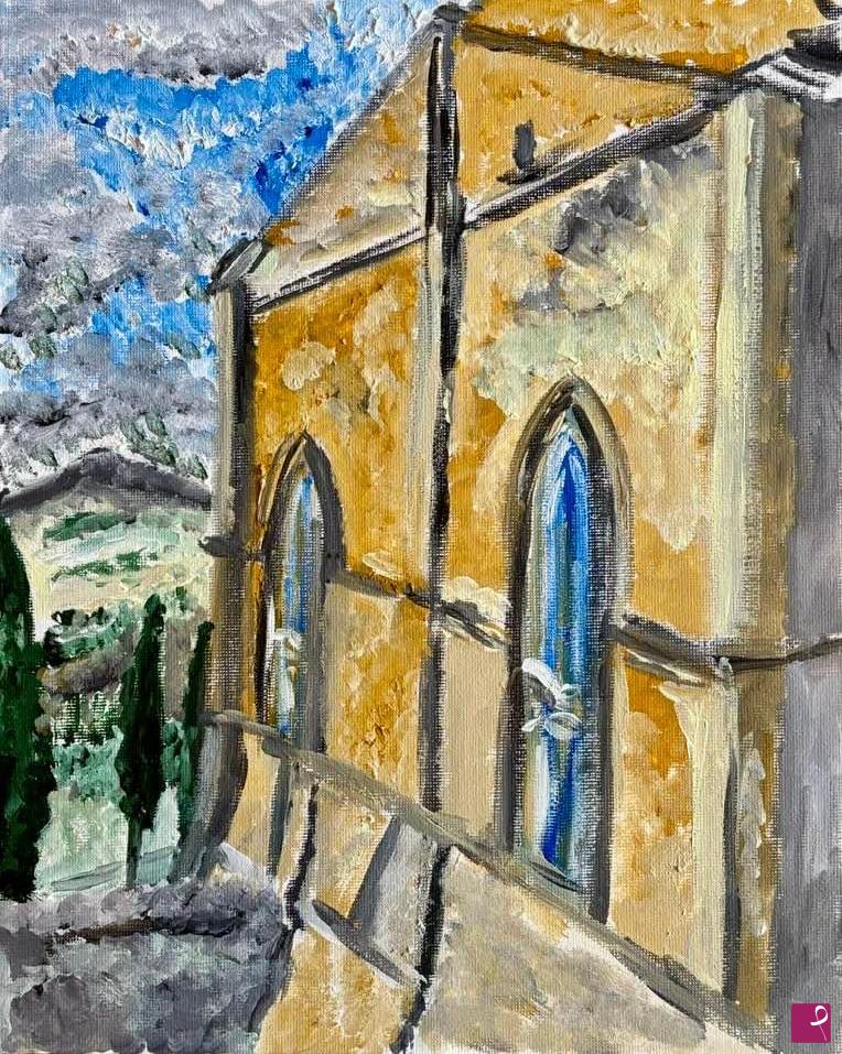 quadri in vendita online - Scorcio della cattedrale di Pienza
