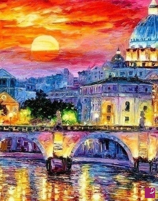 quadri in vendita online - Scorcio di Roma Città Eterna olio su tela cm. 60×90