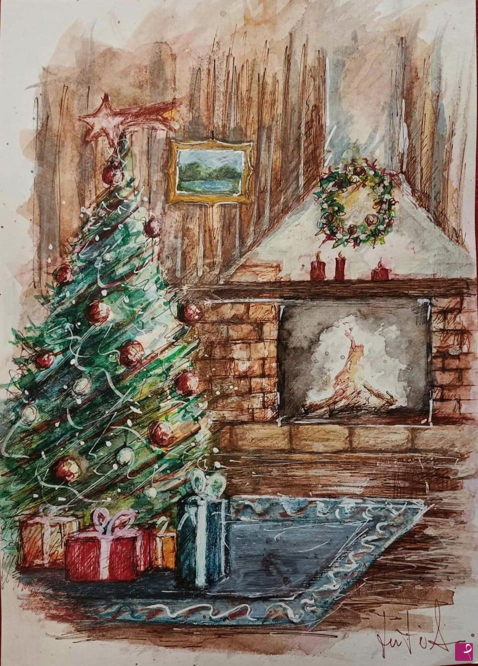 quadri in vendita online - serie acquerelli "Natale"