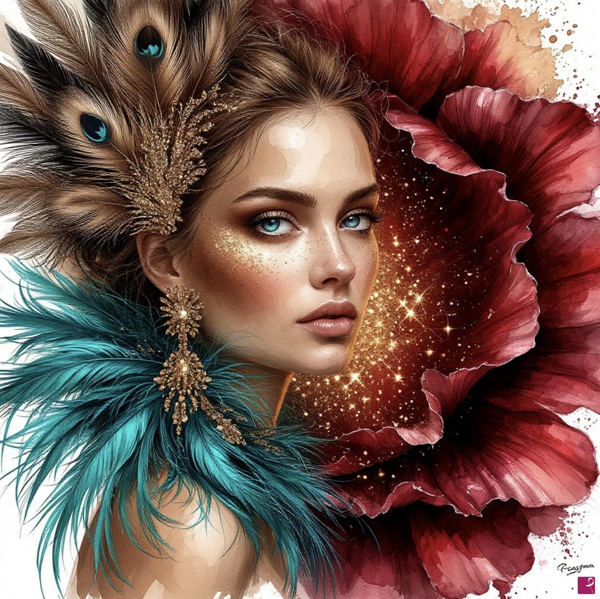 quadri in vendita online - She face from flower 