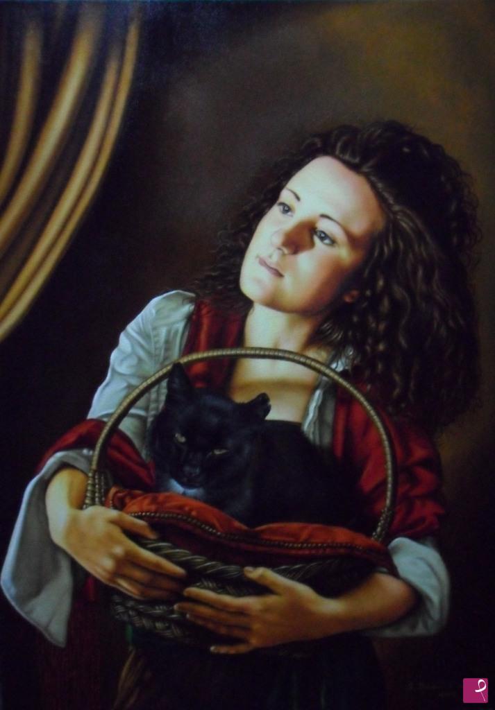 quadri in vendita online - silvia e il gatto