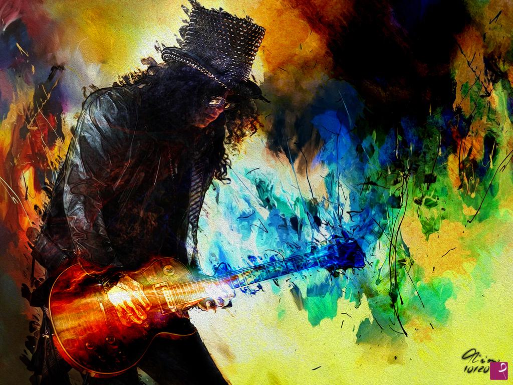 quadri in vendita online - Slash - guitarist