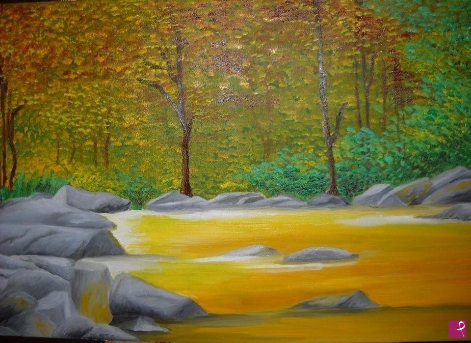 quadri in vendita online - sottobosco d'autunno
