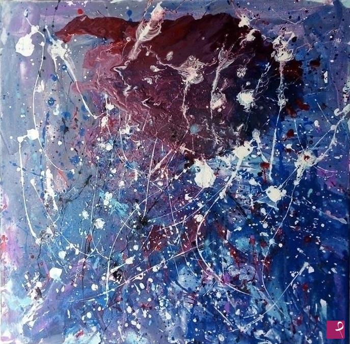 quadri in vendita online - Space Flowers quadro astratto informale materico dipinto su tela 60 x 60 originale Lovisi Valter