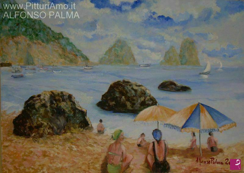quadri in vendita online - Spiaggia a Capri