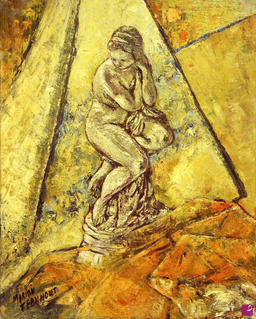 quadri in vendita online - Statuetta di donna nuda seduta