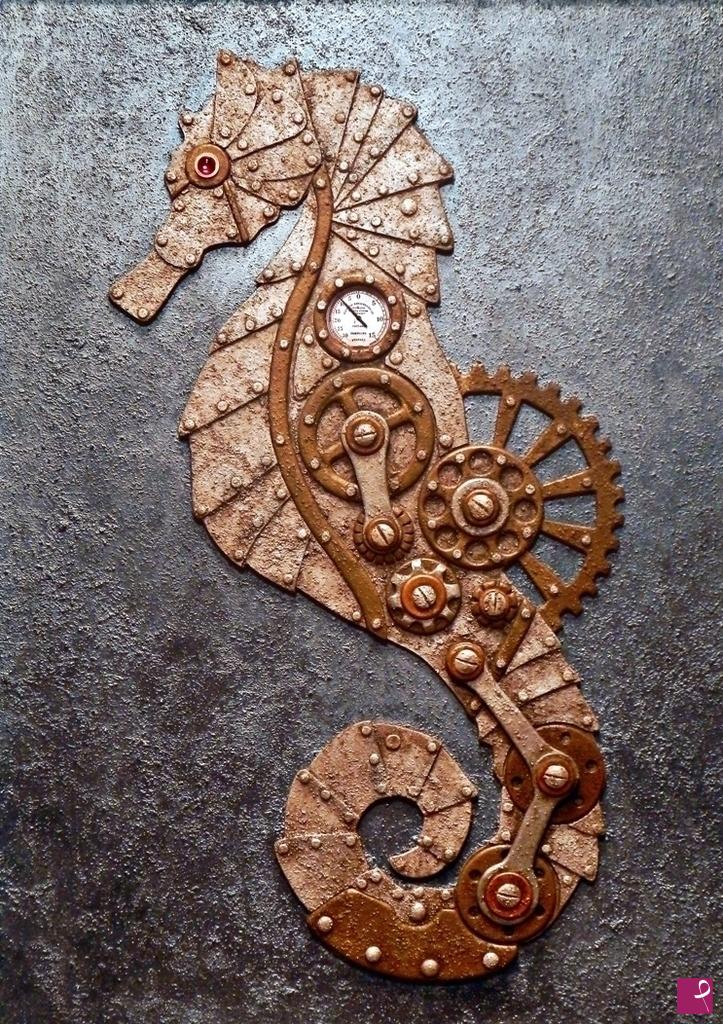quadri in vendita online - Steampunk Seahorse
