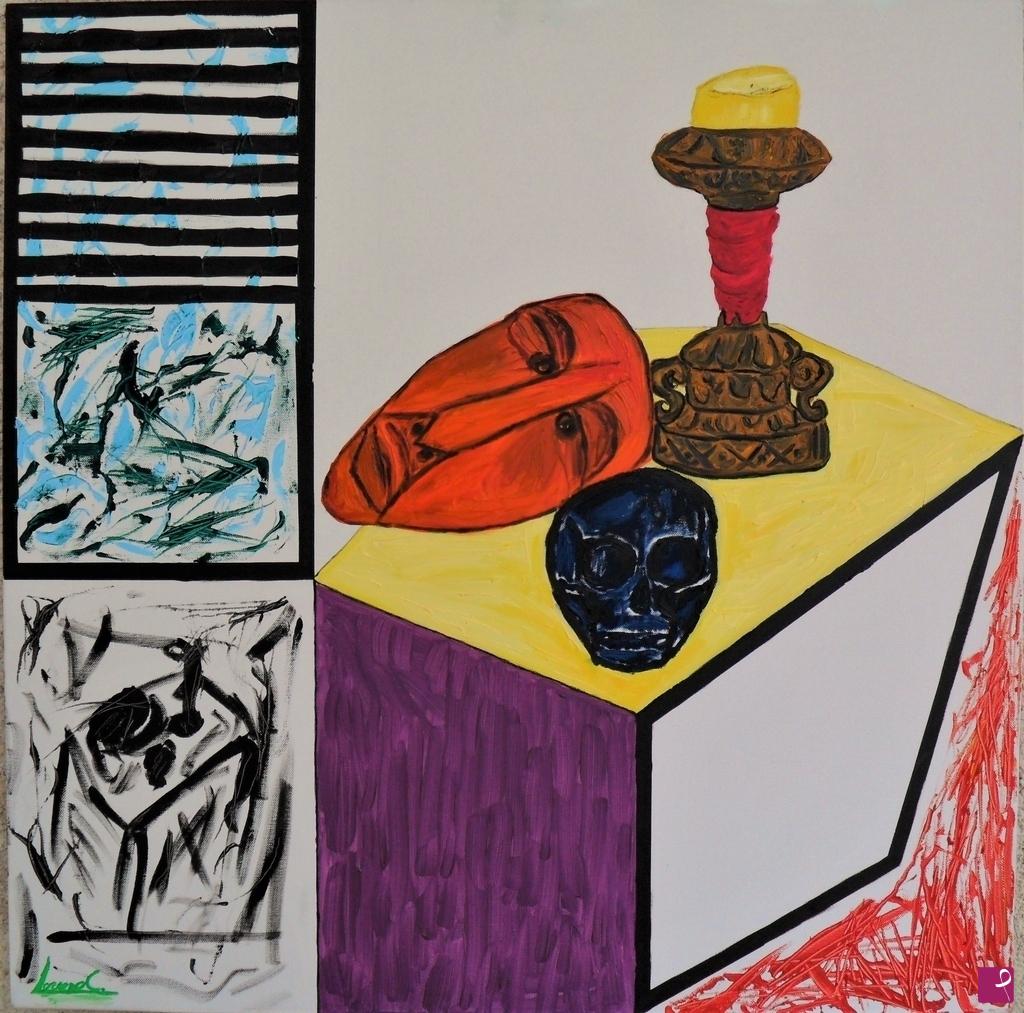 quadri in vendita online - STILL LIFE WITH BLUE SKULL
