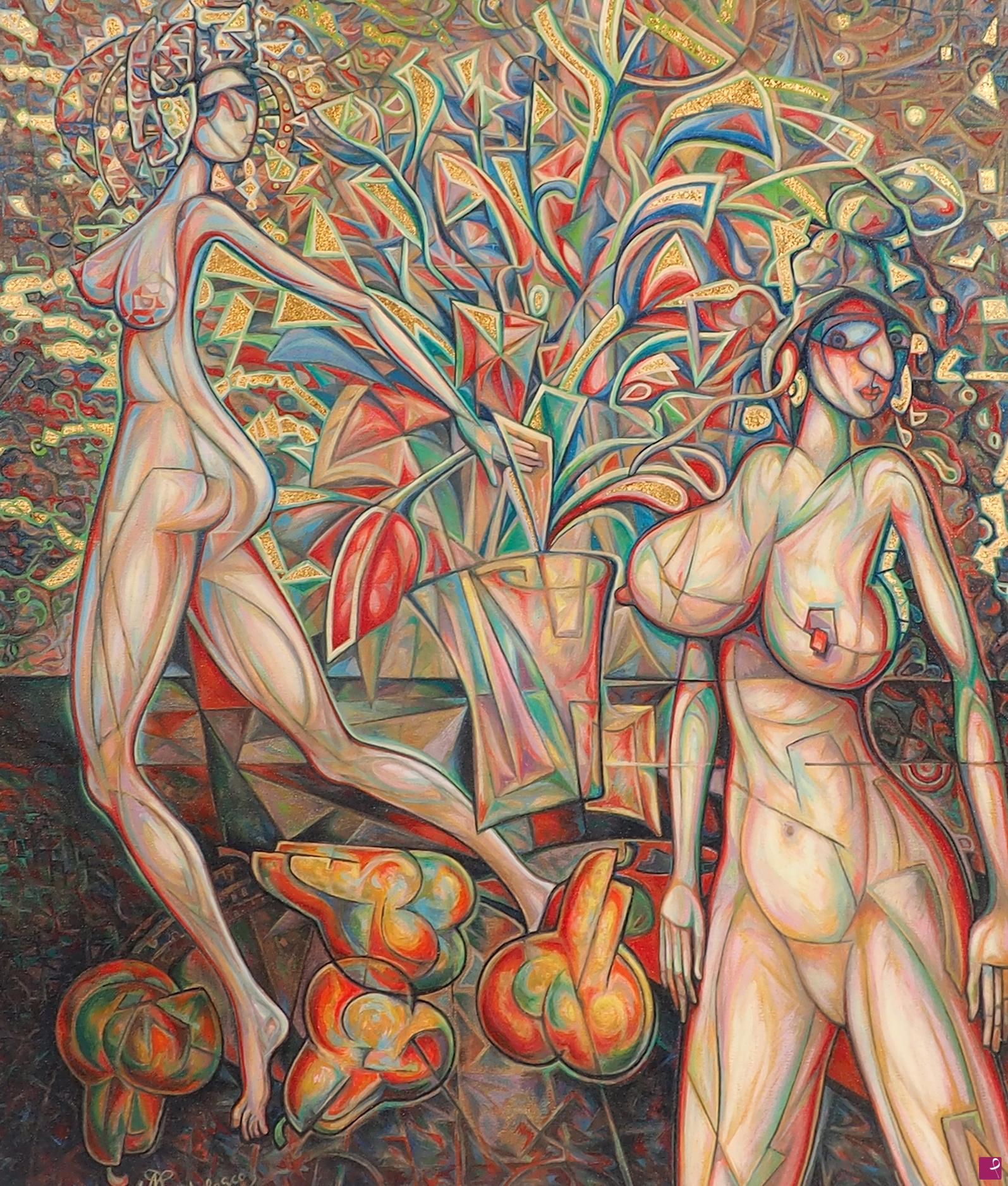 quadri in vendita online - Still nature with 4 pears