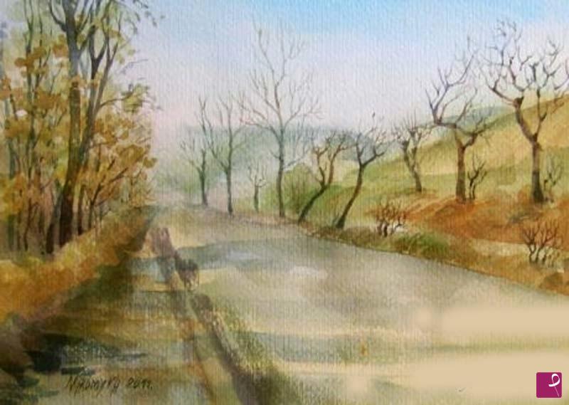 quadri in vendita online - strada in autunno