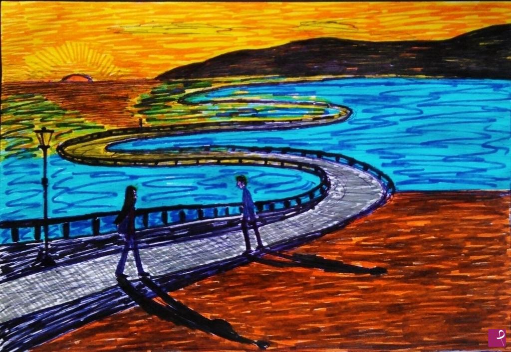 quadri in vendita online - Strada nel mare