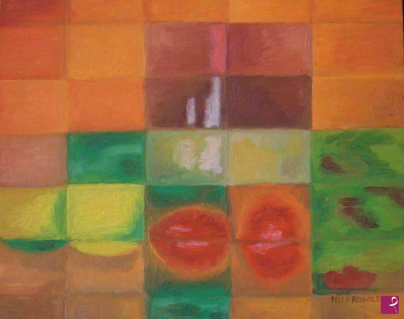 quadri in vendita online - Studio di un interno 8. Pompelmo rosa e altro. Colori e luci