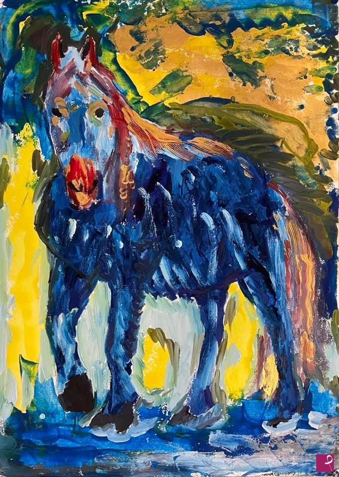 quadri in vendita online - Studio per cavallo blu 