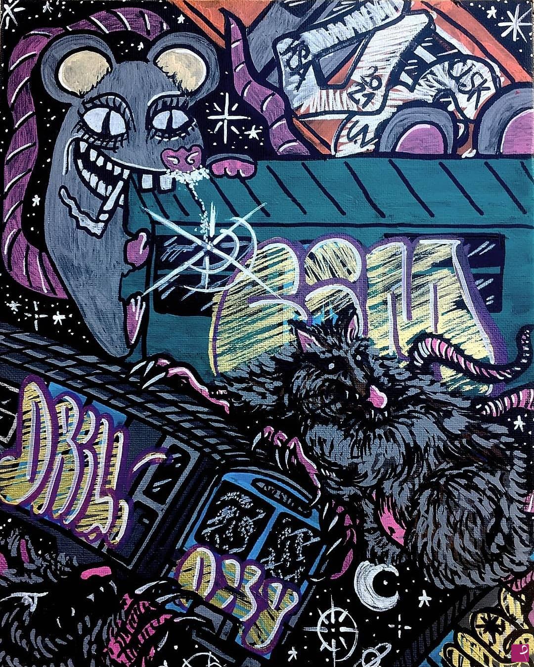 quadri in vendita online - Subway's rats