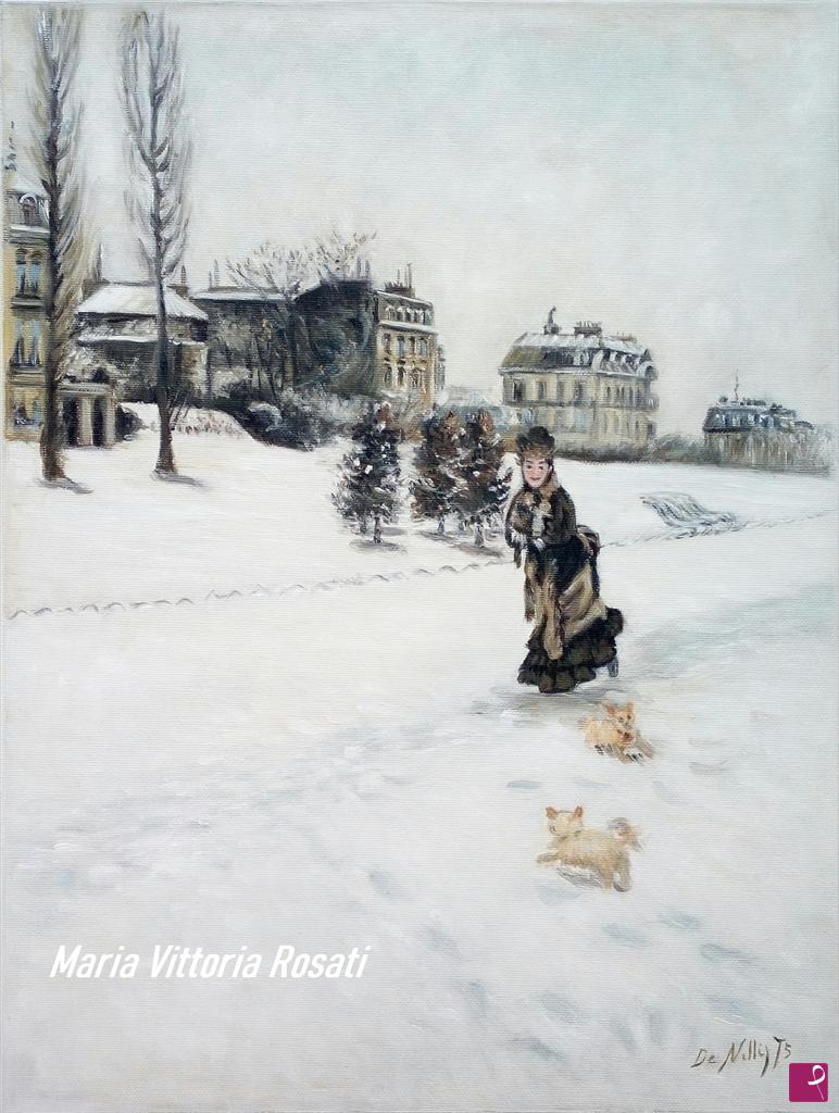 quadri in vendita online - SULLA NEVE (G. DE NITTIS)