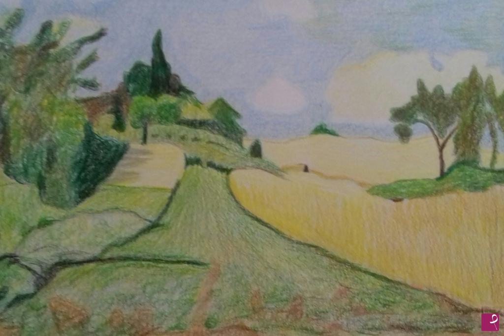 quadri in vendita online - Summer landscape with fields