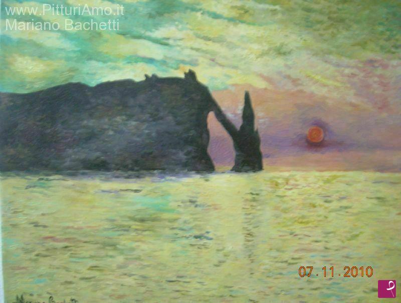 quadri in vendita online - Sunset at the Cliff at Etretat