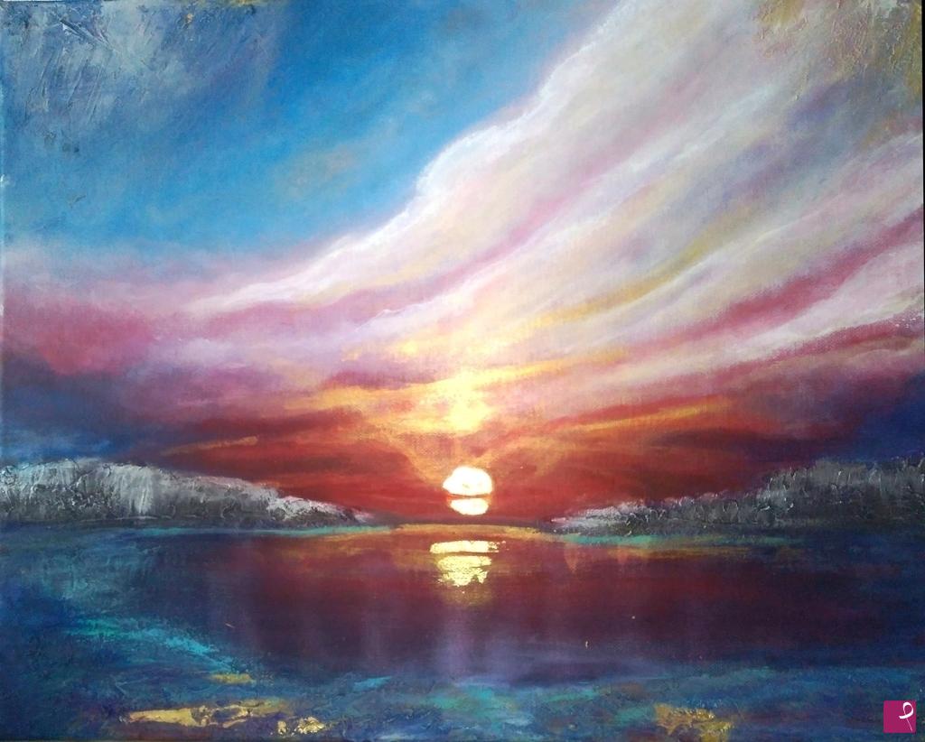 quadri in vendita online - Sunset gold