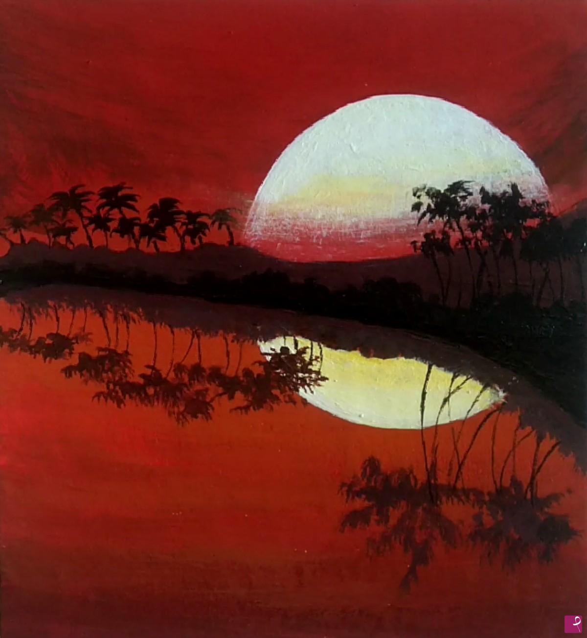 quadri in vendita online - Sunset On The Lake 