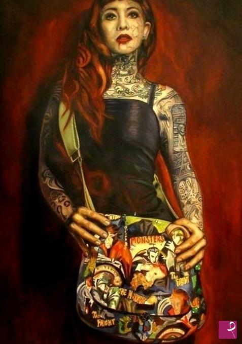 quadri in vendita online - Tattoo Girl