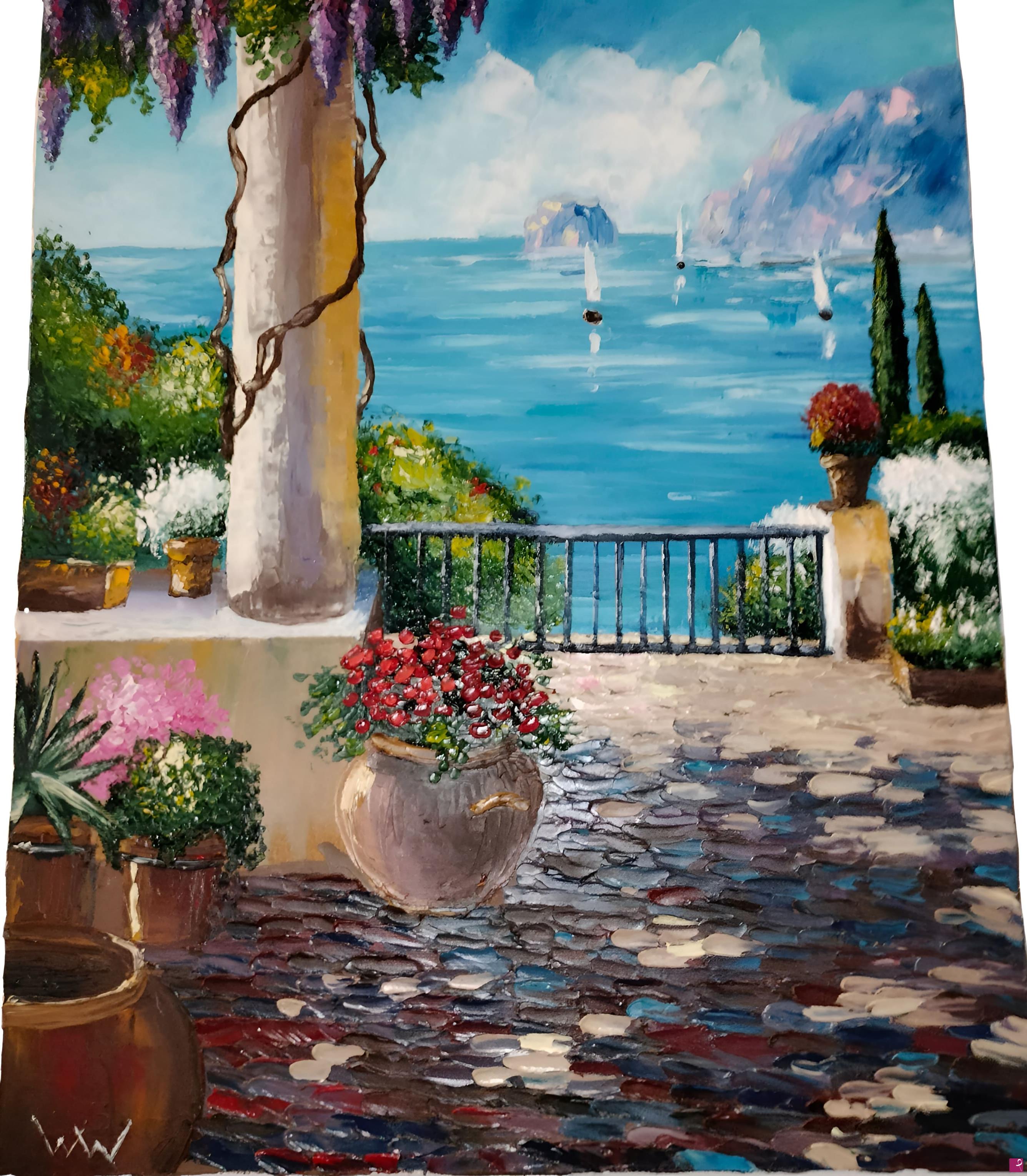 quadri in vendita online - Terrazza azzurra 