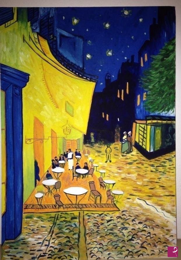 quadri in vendita online - Terrazza del caffè la sera