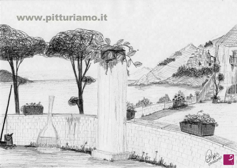 quadri in vendita online - Terrazza sul mare