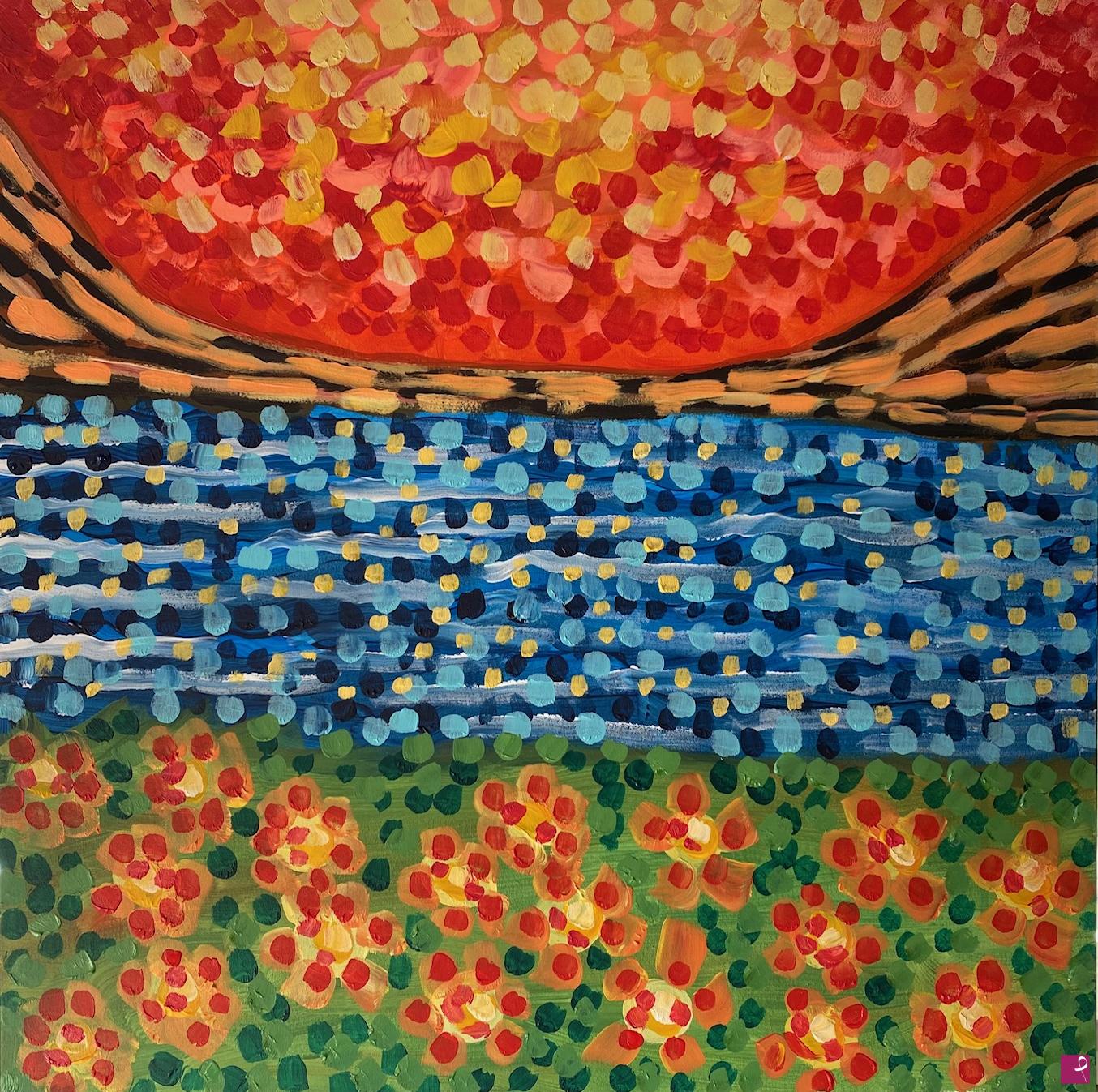 quadri in vendita online - The flowers near the river