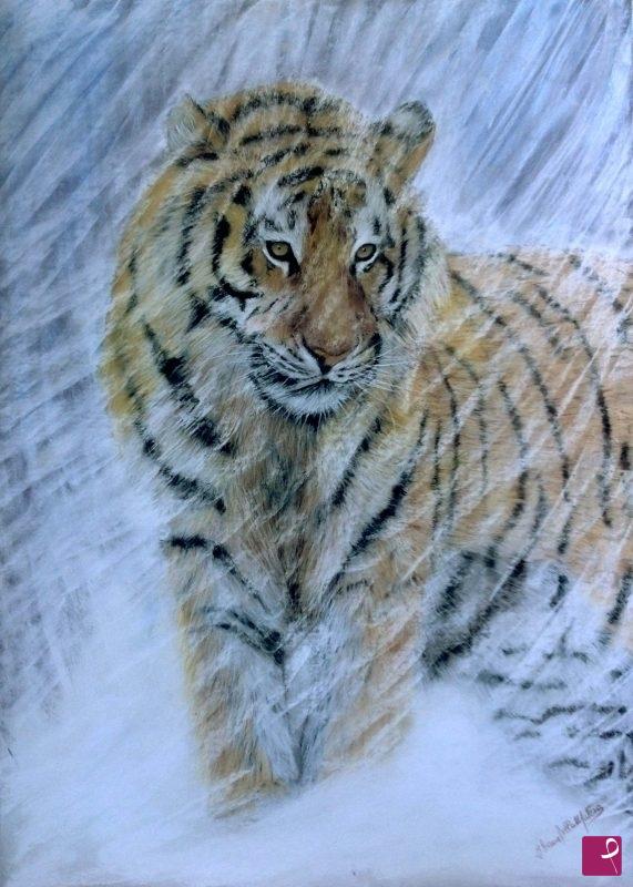 quadri in vendita online - "Tigre nella bufera"