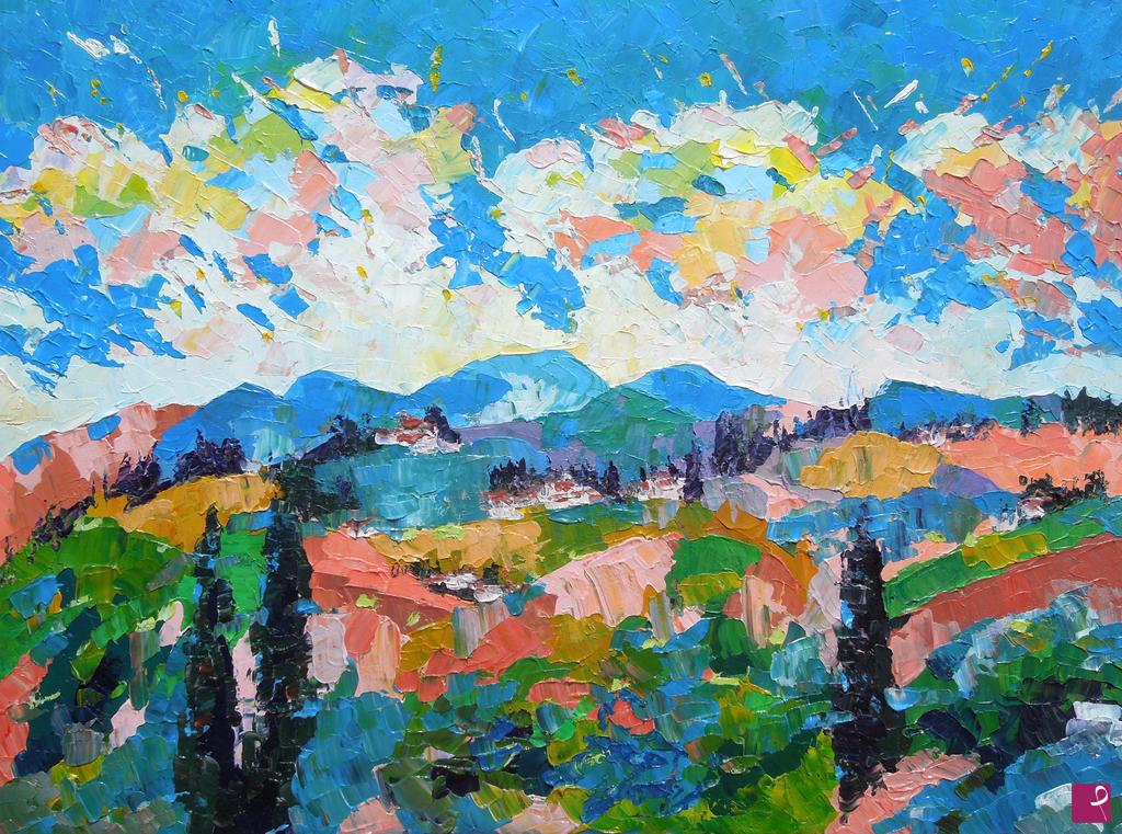 quadri in vendita online - Toscana in rosa e azzurro - 168