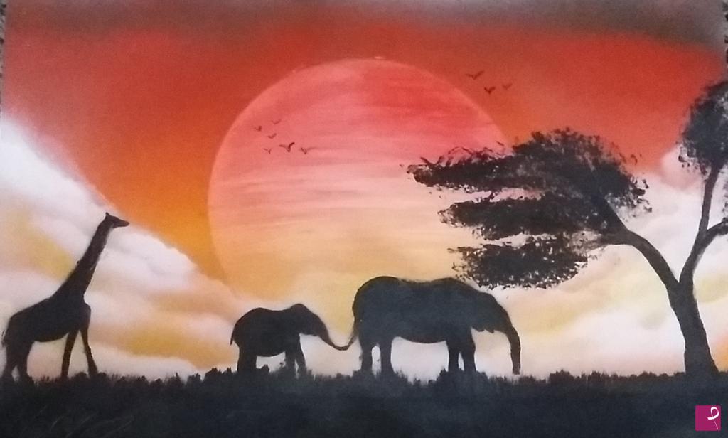 quadri in vendita online - Tramonto africano 