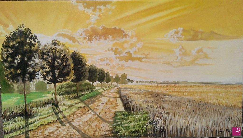 quadri in vendita online - " Tramonto Agreste" quadro moderno, oil on canvas, landscape, paesaggio.