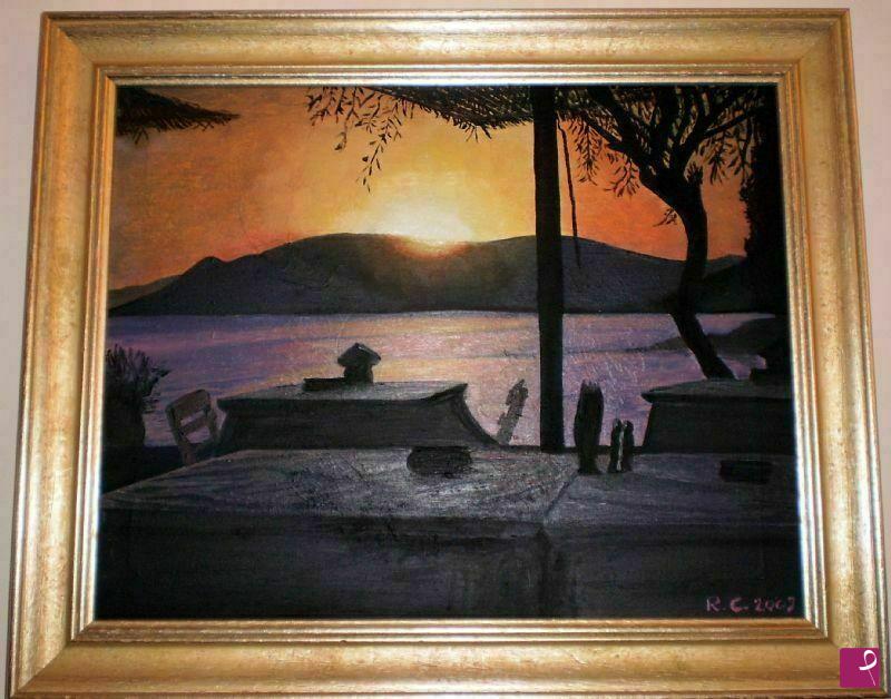 quadri in vendita online - Tramonto alla taverna