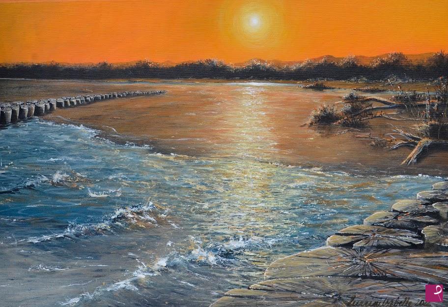 quadri in vendita online - Tramonto dal mare 2022