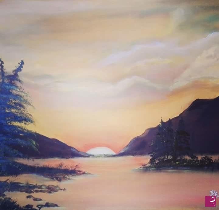 quadri in vendita online - Tramonto Giallo