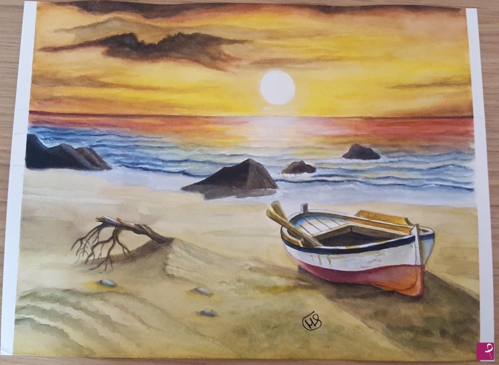 quadri in vendita online - Tramonto in riva al mare