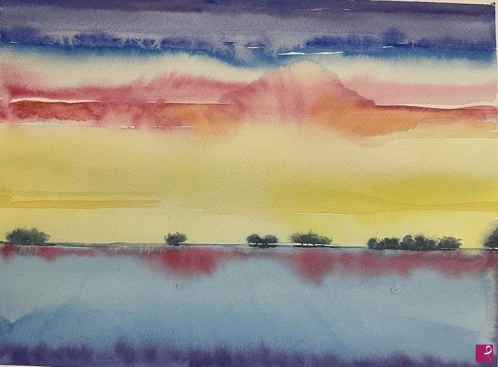 quadri in vendita online - Tramonto in rosso