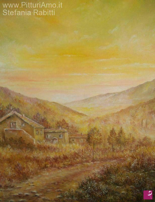 quadri in vendita online - Tramonto in Val di Vara