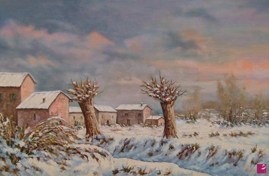 quadri in vendita online - TRAMONTO INVERNALE